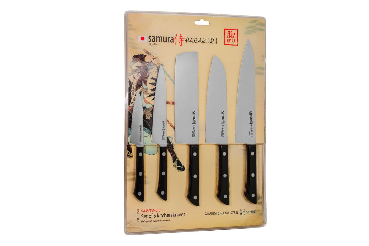Samura Harakiri Knife Set, 5 pcs, Black Handle – image 2