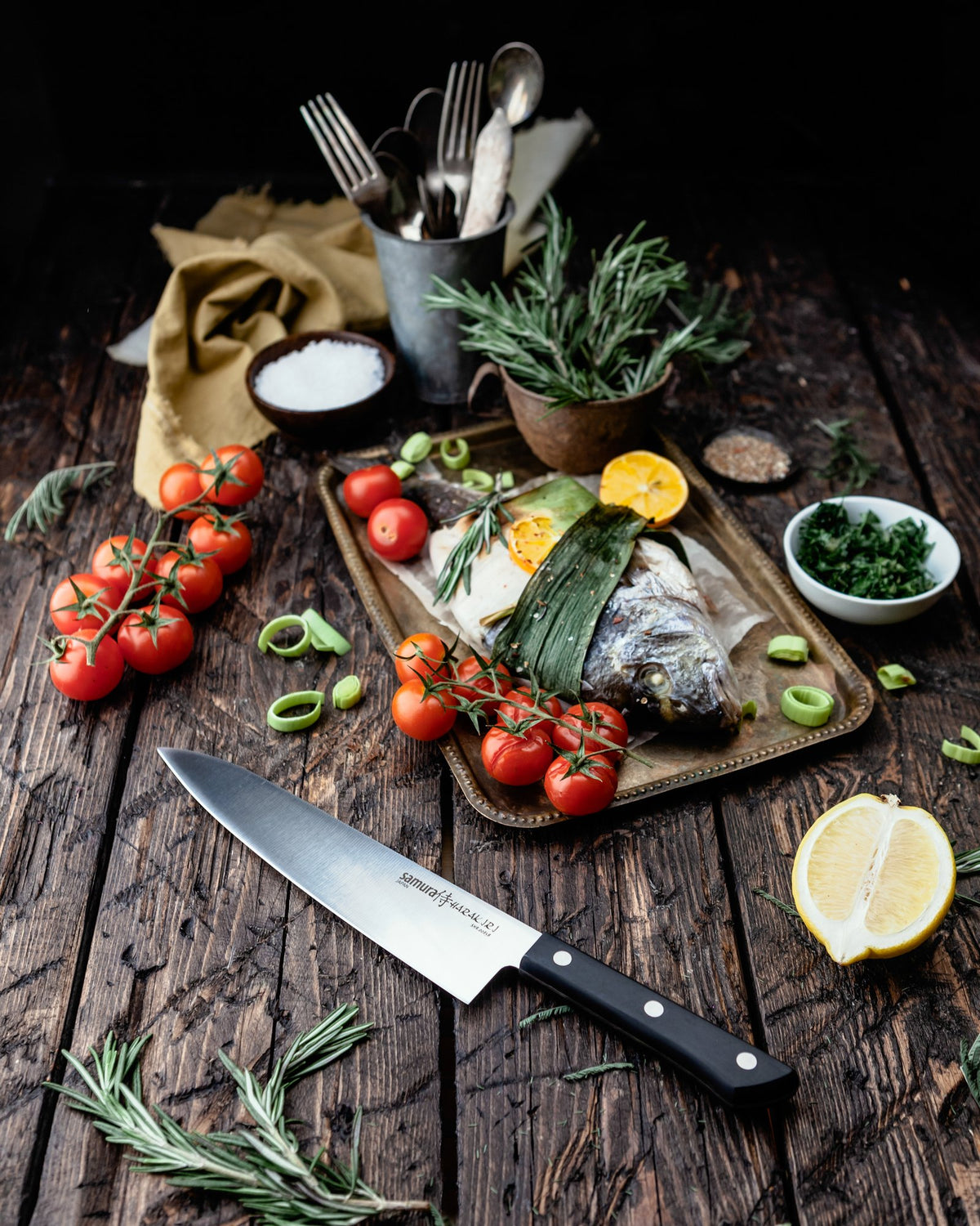 Samura Harakiri cuchillo de chef 208 mm, mango negro – imagen 3